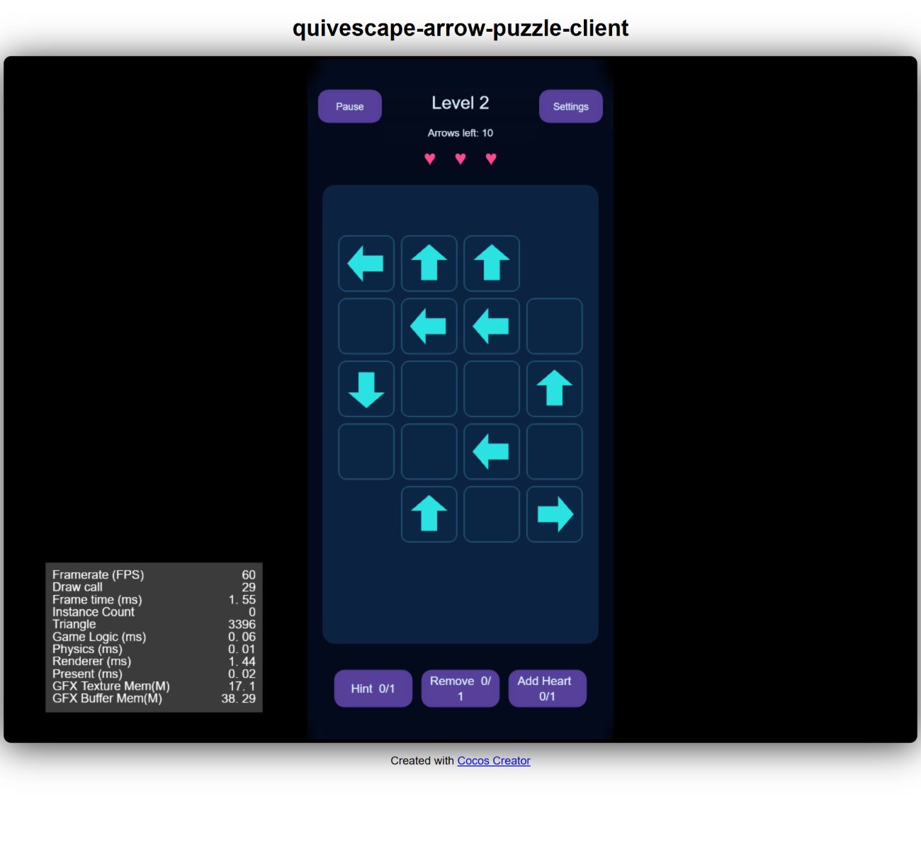 An arrow board and remaining lives during a Quivescape level